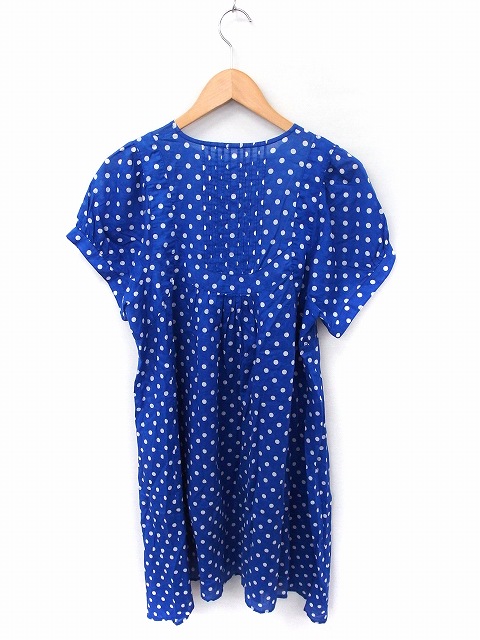 クスクス Kuskus ワンピース ドット 半袖 ロング丈 コットン 綿 M ブルー 青 Ft36 レディース 172 ベクトルパーク