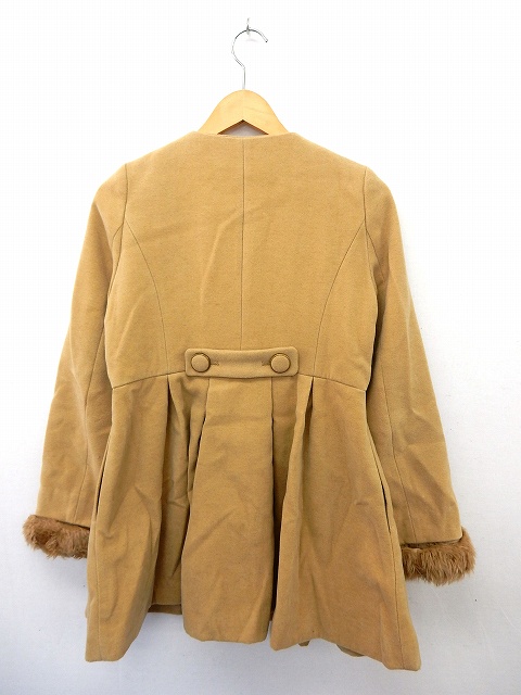 ダズリン Dazzlin コート アウター ノーカラーコート Aライン 裾フェイクファー ポケット S ベージュ St15 レディース 172 ベクトルパーク