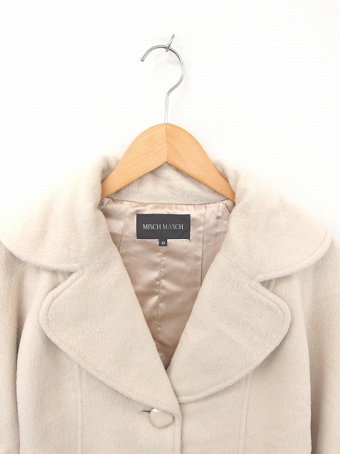 ミッシュマッシュ Misch Masch コート アウター チェスター ミドル 無地 シンプル ウール混 38 薄茶 ベージュ Tt48 レディース 172 ベクトルパーク