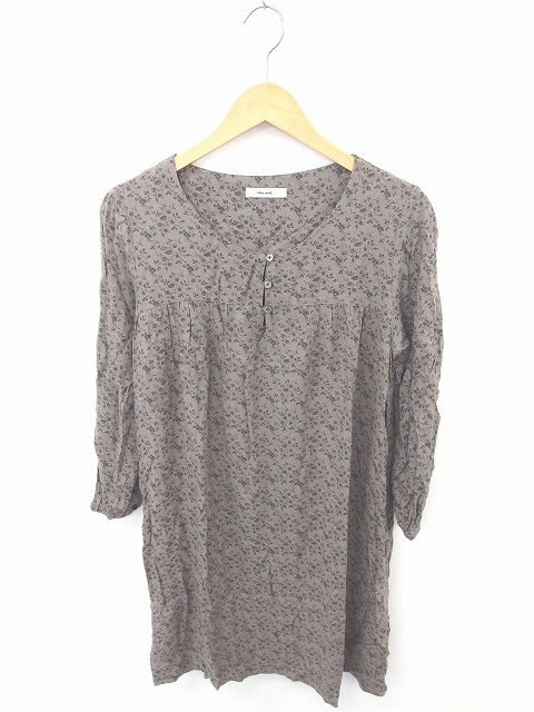 ニコアンド Niko And ワンピース 膝下丈 花柄 ハーフボタン 長袖 グレー ネイビー 灰 紺 Tt47 レディース 172 ベクトルパーク