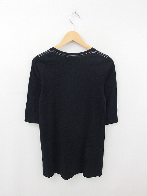 エックスガール X Girl ワンピース ひざ丈 プリント 丸首 プルオーバー 綿 コットン 七分袖 2 黒 ブラック Tt48 レディース 172 ベクトルパーク