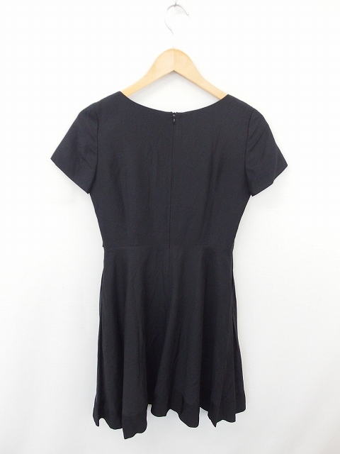 ポール ジョー シスター Paul Joe Sister ワンピース 膝下丈 ドット カシュクール プルオーバー シルク混 半袖 38 黒 ブラック Tt30 レディース 172 ベクトルパーク