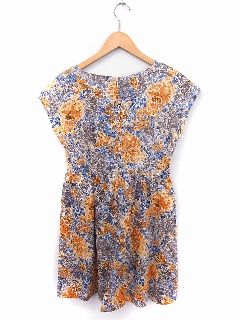 テチチ Te Chichi ワンピース 総柄 丸首 フレンチスリーブ ロング丈 綿 M オレンジ ホワイト 白 Ft7 レディース 172 ベクトルパーク