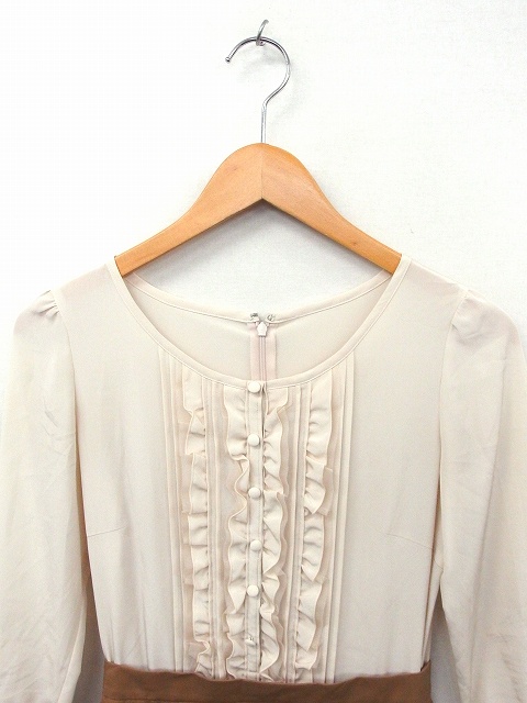 アンタイトル Untitled ワンピース 切替 ブラウス フリル 丸首 七分袖 ひざ下丈 0 ベージュ ブラウン 茶 Ft レディース 172 ベクトルパーク