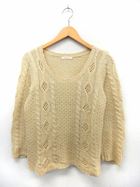 アクシーズファム Axes Femme ニット セーター Uネック ケーブルニット 長袖 M ベージュ St8 レディース 172 ベクトルパーク