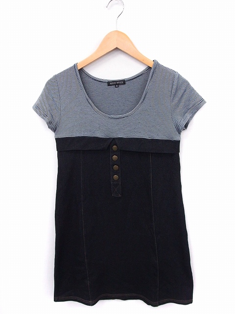 ミッシュマッシュ Misch Masch ワンピース 切替 ボーダー デニム 丸首 半袖 ひざ丈 38 インディゴ Ft3 レディース 172 ベクトルパーク