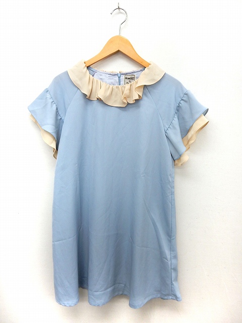 ハンブル バイ パラビオン Hamble By Par Avion ワンピース ブラウス 膝丈 半袖 フリル シンプル One ブルー St37 レディース 172 ベクトルパーク