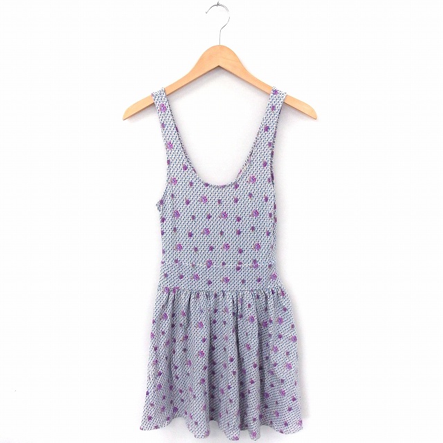 ローズバッド Rose Bud ワンピース 花柄 Uネック ノースリーブ ひざ丈 コットン 綿 F ブルー 青 パープル 紫 Ft16 レディース 172 ベクトルパーク