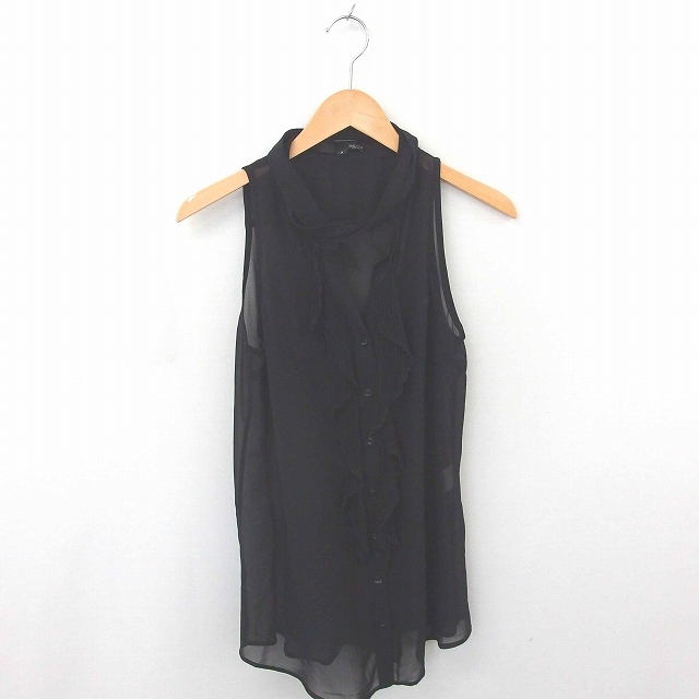 シェルターオリジナル Shel Tter Original シャツ ブラウス ひざ丈 フリル 薄手 透け感 ノースリーブ 2 黒 ブラック Tt56 レディース 172 ベクトルパーク