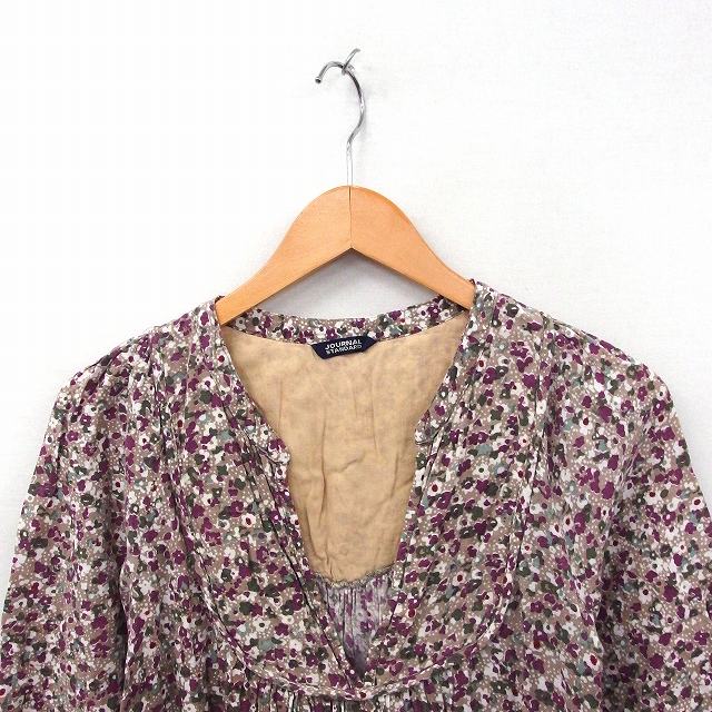 ジャーナルスタンダード Journal Standard ワンピース 花柄 Vネック 七分袖 ひざ丈 綿 パープル 紫 オリーブ Ft45 レディース 172 ベクトルパーク