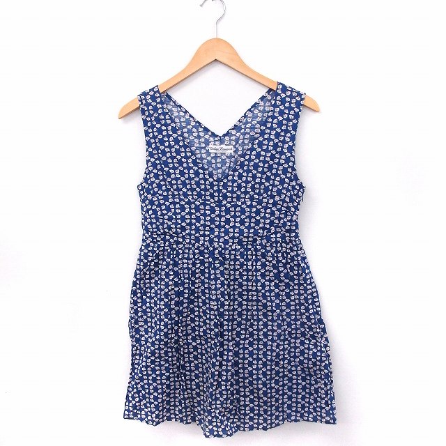 アーバンリサーチ Urban Research ワンピース 花柄 Vネック ノースリーブ ひざ丈 綿 One ブルー 青 Ft25 レディース 172 ベクトルパーク