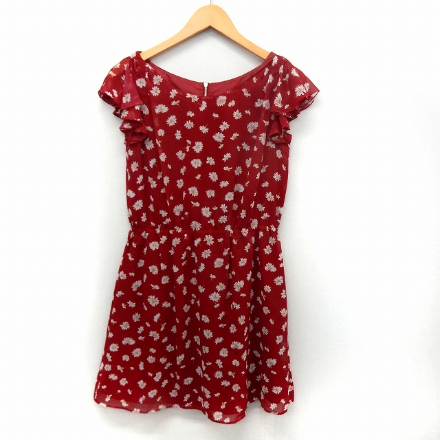 プロポーション ボディドレッシング Proportion Body Dressing ワンピース フレア 花柄 フレア袖 バックジップ ボートネック 2 レッド St51 レディース 172 ベクトルパーク
