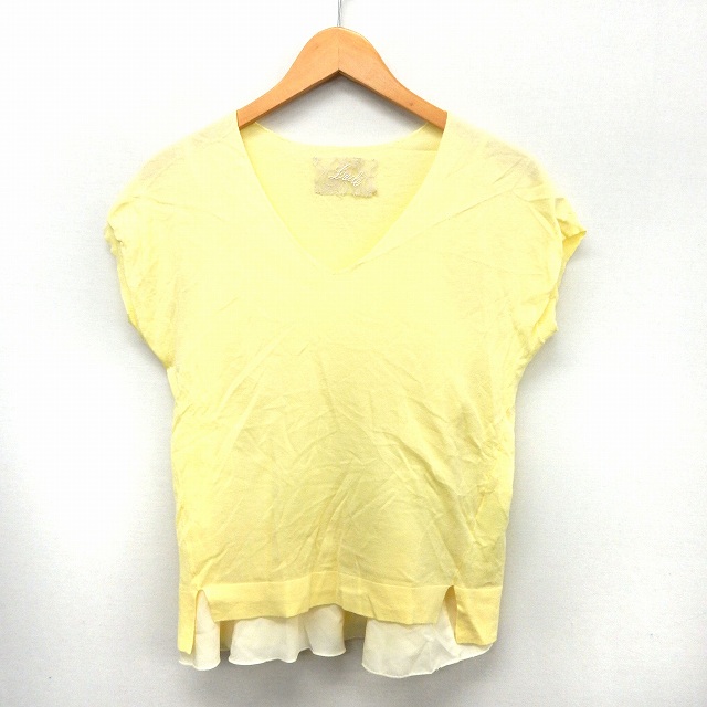 アバハウス Abahouse Lade カットソー Tシャツ 半袖 Vネック ニット インナー付き イエロー St27 レディース 172 ベクトルパーク アバハウス Abahouse Lade カットソー Tシャツ 半袖 Vネック ニット インナー付き イエロー St27 レディース 172 ベクトルパーク