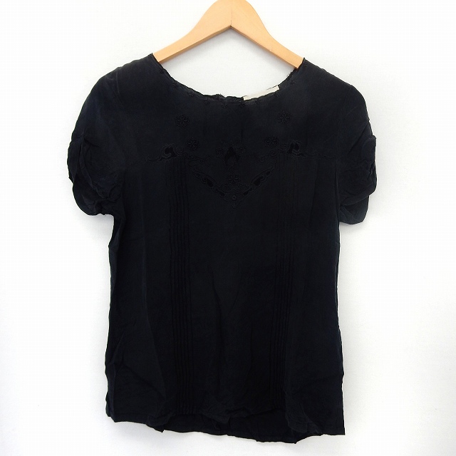 ナノユニバース Nano Universe カットソー Tシャツ 半袖 刺繍 バックボタン シルク M ブラック St28 レディース 172 ベクトルパーク ナノユニバース Nano Universe カットソー Tシャツ 半袖 刺繍 バックボタン シルク M ブラック St28 レディース 172 ベクトルパーク