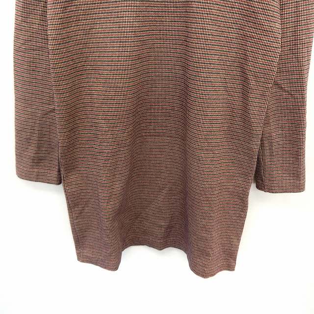 ザラ Zara ワンピース カットソー 長袖 千鳥柄 ハイネック ハーフジップ M レッド St21 レディース 172 ベクトルパーク