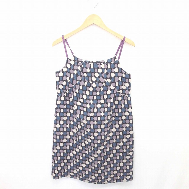 レディラックルカ Lady Luck Luca ワンピース キャミワンピ 膝下丈 水玉 ドット 薄手 ウール混 ノースリーブ 38 紺 薄紫 ネイビー パープル Tt レディース 172 ベクトルパーク