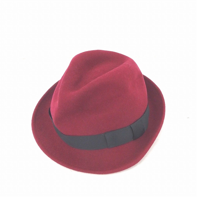 ナノユニバース Nano Universe 帽子 ハット 中折れ 無地 ウール Free 赤紫 ワインレッド Tt7 レディース 172 ベクトルパーク