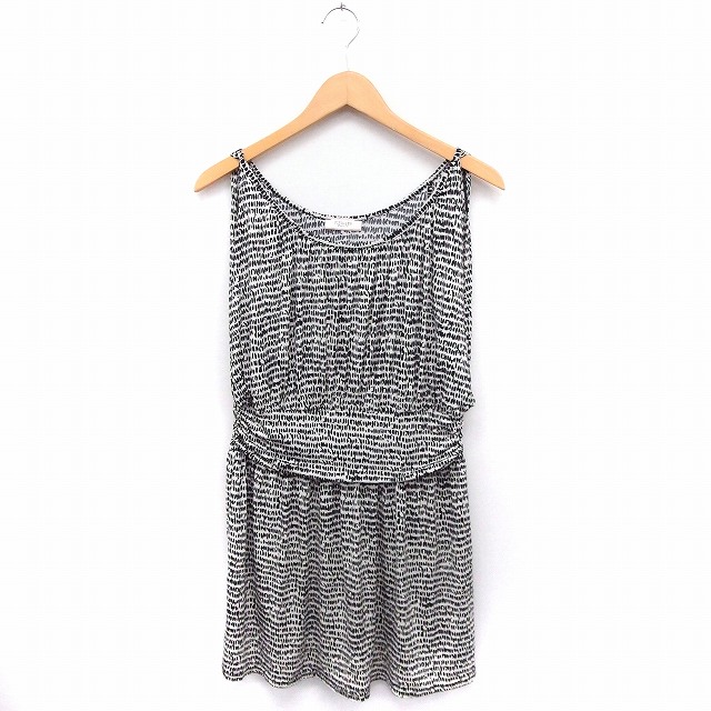 フィフィーユ Fifilles ワンピース 総柄 ギャザー ノースリーブ ミニ丈 ホワイト 白 ブラック 黒 Ft29 レディース 172 ベクトルパーク