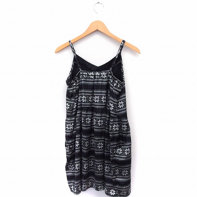 ジーナシス Jeanasis ワンピース キャミワンピ 総柄 レース ノースリーブ ひざ丈 F ブラック 黒 Ft27 レディース 172 ベクトルパーク