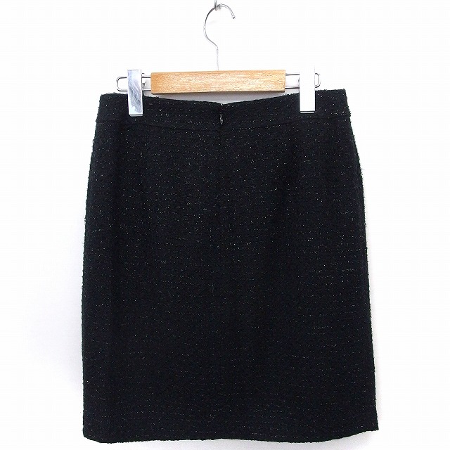 エムプルミエ M-Premier スカート ラメ混 台形 ひざ丈 ジップ 38  