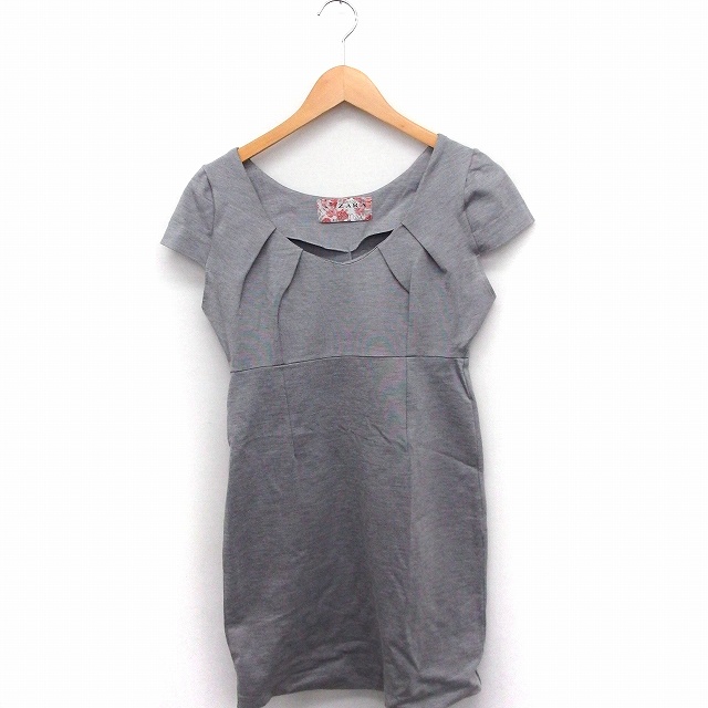 ザラ ベーシック Zara Basic ワンピース スクエアネック フレンチスリーブ ひざ丈 シンプル M グレー Ft46 レディース 172 ベクトルパーク