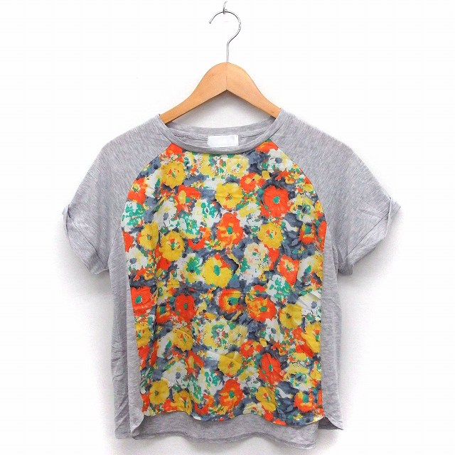 ハレ Hare Tシャツ カットソー 花柄 丸首 半袖 F グレー 灰 Ft38 レディース 172 ベクトルパーク