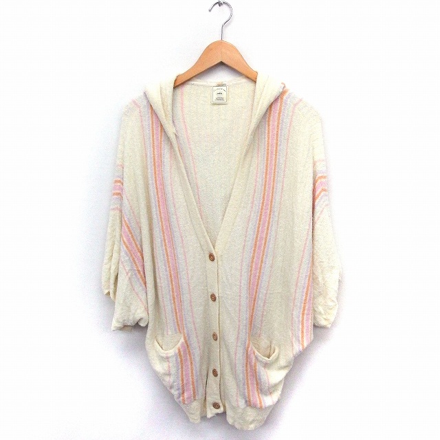 ジェラートピケ Gelato Pique 部屋着 カーディガン フード ストライプ ドルマンスリーブ 七分袖 F アイボリー 白 Ft35 レディース 172 ベクトルパーク
