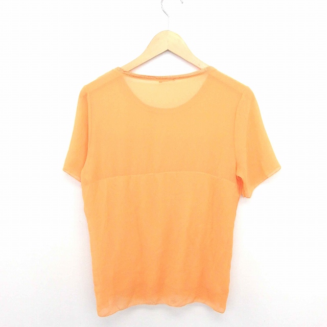 ザラ Zara カットソー Tシャツ 丸首 無地 シンプル 透け感 半袖 L オレンジ Tt41 レディース 172 ベクトルパーク