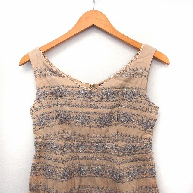 ヴェルニカ Velnica ワンピース ノースリーブ ミニ バックジップ 刺繍 ベージュ St8 レディース 172 ベクトルパーク
