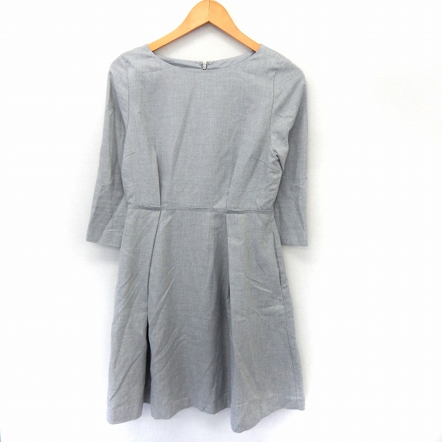 バナーバレット Banner Barrett ワンピース 膝丈 フレア 七分袖 バックジップ シンプル 38 グレー St9 レディース 172 ベクトルパーク