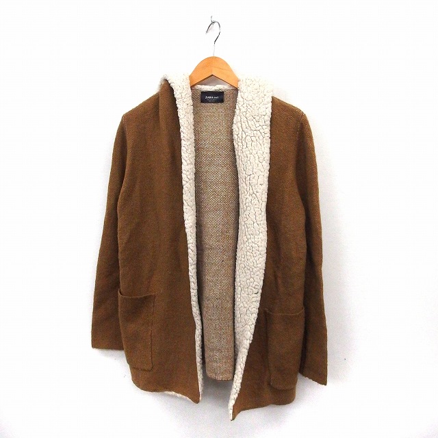 ザラ Zara ガウン ニット アウター 裏ボア 羽織り S 茶 ブラウン St26 レディース 172 ベクトルパーク
