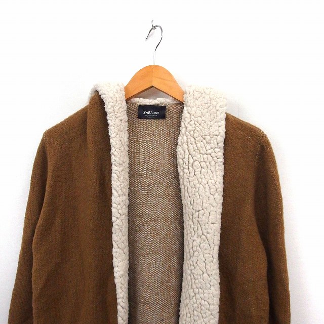 ザラ Zara ガウン ニット アウター 裏ボア 羽織り S 茶 ブラウン St26 レディース 172 ベクトルパーク