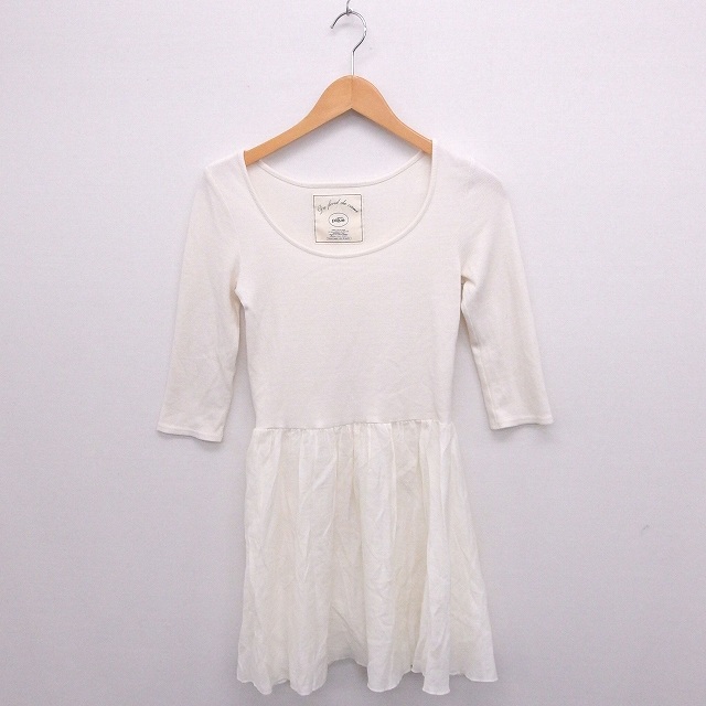 ジェラートピケ Gelato Pique ワンピース ロゴ 丸首 七分袖 ひざ丈 F ホワイト 白 Ft36 レディース 172 ベクトルパーク