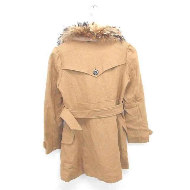 ティティー コー Titty Co コート アウター トレンチ ラクーンファー ミドル ダブルボタン ウール M 茶 ベージュ Tt31 レディース 172 ベクトルパーク