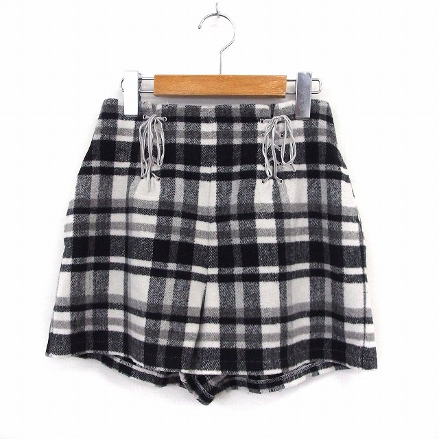 ヘザー Heather パンツ ショートパンツ ハイウエスト チェック レースアップ F ブラック St24 レディース 172 ベクトルパーク