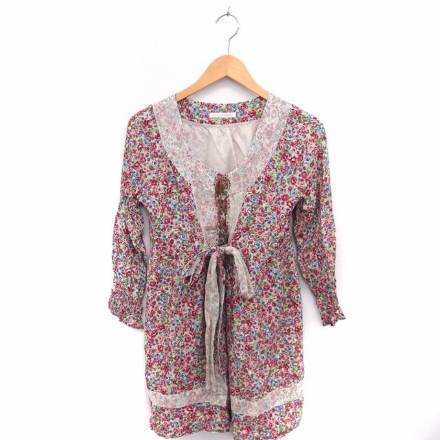 Souvenir De Par Avion ワンピース 花柄 レース リボン 長袖 ひざ丈 One レッド 赤 Ft46 レディース 172 ベクトルパーク