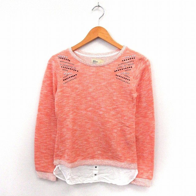 ベルシュカ Bershka ニット セーター プルオーバー シャツ レイヤード風 Xs サーモンピンク St47 レディース 172 ベクトルパーク