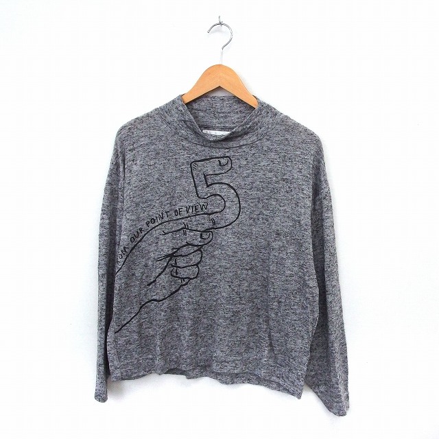 5preview タグ付き カットソー Tシャツ プリント 長袖 ハイネック S グレー St38 レディース 172 ベクトルパーク