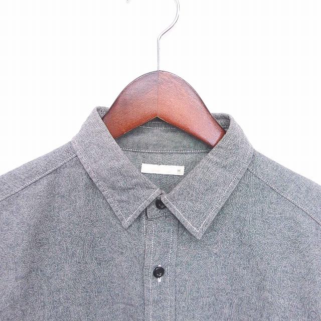 ジーユー Gu シャツ ステンカラー カジュアル ペイズリー柄 綿 コットン 長袖 M グレー 灰 Tt14 メンズ 172 ベクトルパーク