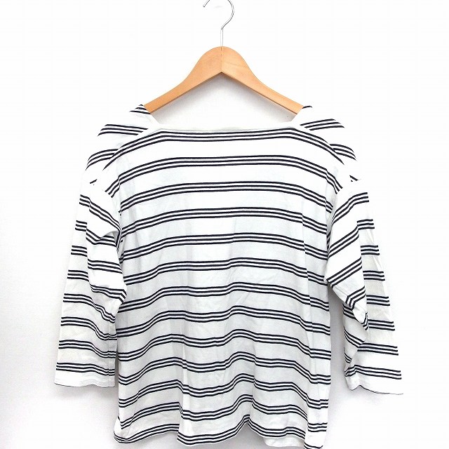 ユニクロ Uniqlo Tシャツ カットソー ボーダー スクエアネック 七分袖 コットン 綿 Xl ホワイト 白 Ft7 レディース 172 ベクトルパーク