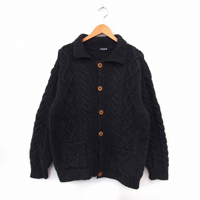 ユニクロ Uniqlo ジャケット アウター ニット ステンカラー ポケット L グレー St4 メンズ 172 ベクトルパーク
