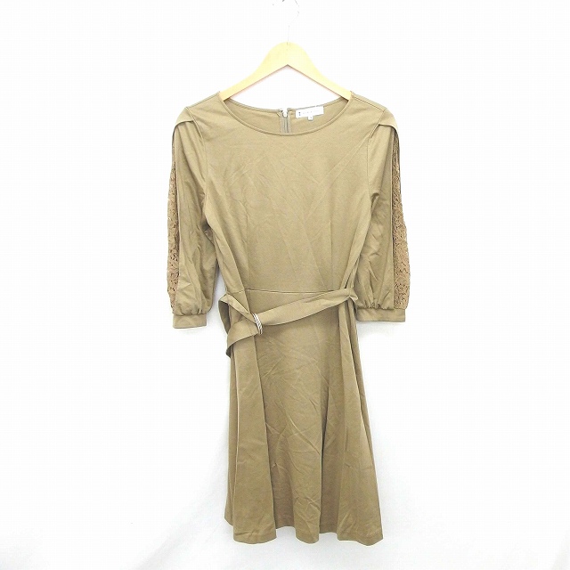 クミキョク 組曲 Kumikyoku ワンピース ロング プルオーバー ベルト レース ボートネック 長袖 3 緑 カーキ Tt29 レディース 172 ベクトルパーク