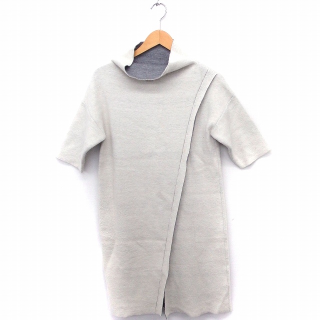 ボルニー Borny ワンピース ニット 斜め ハイネック 半袖 ロング ウール混 F オフホワイト 白 Ft18 レディース 172 ベクトルパーク