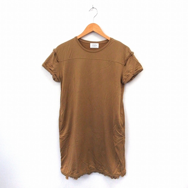 グリーンレーベルリラクシング ユナイテッドアローズ Green Label Relaxing ワンピース カットソー 半袖 膝丈 シンプル フリンジ ベージュ St44 レディース 172 ベクトルパーク