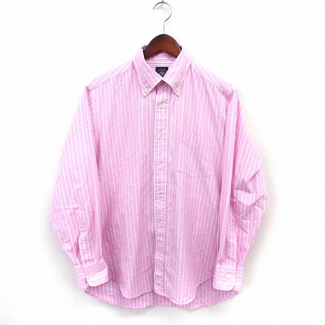 ジェイプレス J Press シャツ ストライプ 長袖 ボタンダウン ポケット L ピンク St14 メンズ 172 ベクトルパーク