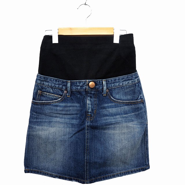 アースミュージック エコロジー Earth Music Ecology スカート 台形 マタニティ デニム ミニ丈 M ネイビー 紺 Mt27 レディース 172 ベクトルパーク