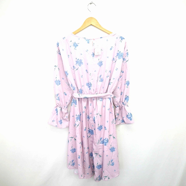 アズノウアズ ピンキー As Know As Pinky ワンピース ロング プルオーバー 花柄 ウエストリボン 薄手 長袖 ピンク ブルー 青 Tt37 レディース 172 ベクトルパーク