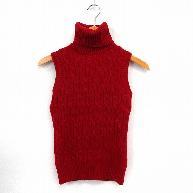 ブルックスブラザーズ Brooks Brothers 346 ニット タートルネック ノースリーブ ケーブル編み ウール Xs レッド St レディース 172 ベクトルパーク
