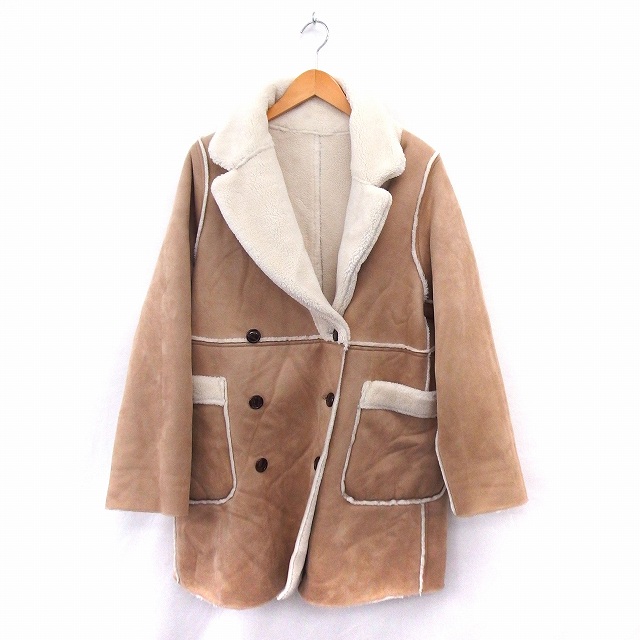 ヘザー Heather コート アウター フェイクムートン パイピング リバーシブル M キャメル St35 レディース 172 ベクトルパーク
