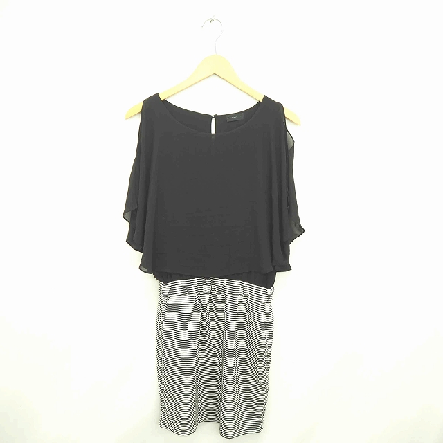 アパートバイローリーズ Apart By Lowrys ワンピース 膝下丈 ボーダー 切替 透け感 肩スリット 半袖 M 黒 白 ブラック ホワイト Tt17 レディース 172 ベクトルパーク